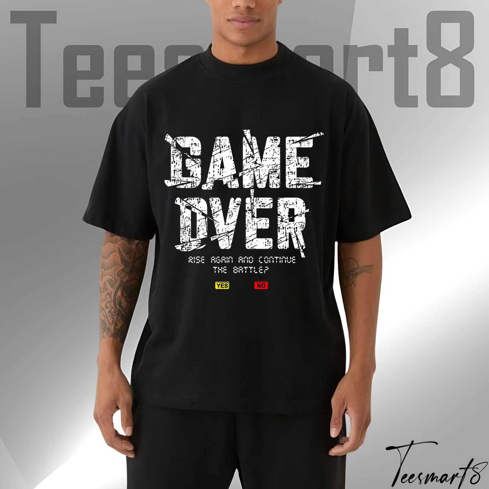 Gritty Game Over Graphic T-Shirt – Battle Decision Champion Tee